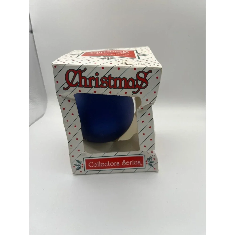 Vintage 1992 TSI Glass Christmas Ornament Mom and Dad Blue Collectors Series‎